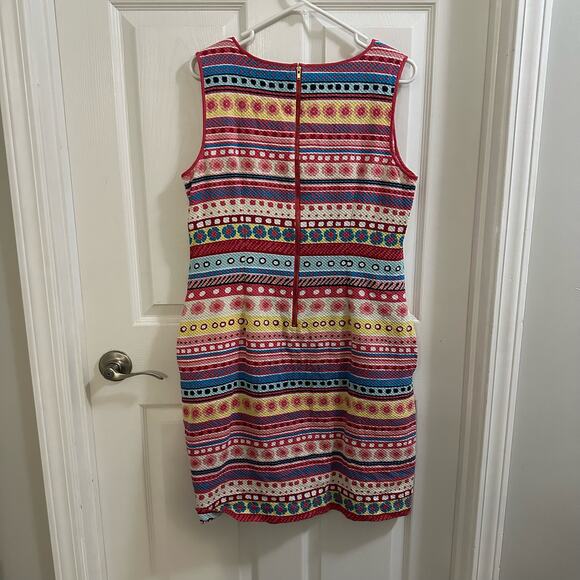 Talbots Sleeveless Retro Floral Stripe Sheath Dress Size 14 Multicolor - Picture 7 of 12